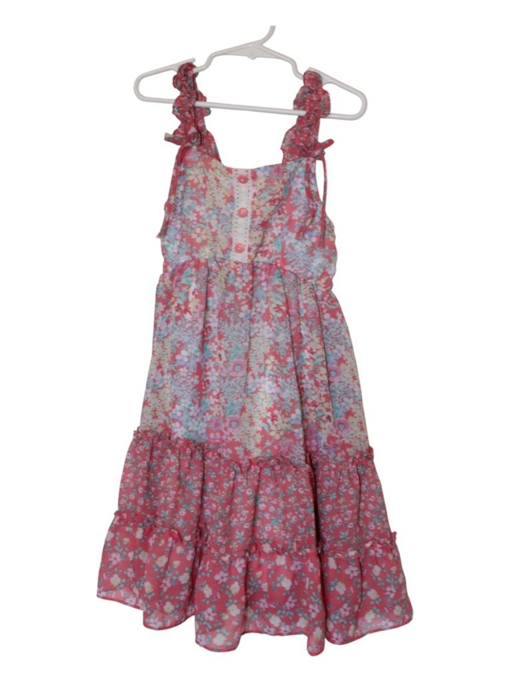 Girl's 8 Jona Michelle Pink Floral Tiered Dress